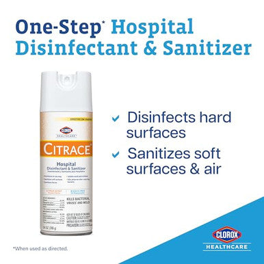 Clorox Healthcare Citrace Hospital Disinfectant And Sanitizer Aerosol Spray Citrus 14 Ounces (Package May Vary)