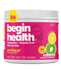 Begin Health Daily Growing Up Magnesium Drink for Kids Real Fruit Magnesium Powder with Electrolytes Prebiotic Fiber Kiwi and Inulin Pink Lemonade Flavor Ages 1+ 56 Servings