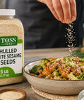 TOSS Hulled White Sesame Seeds, 5 LB Bulk Resealable Jar ÃƒÂ¢Ã¢â€šÂ¬Ã¢â‚¬Å“ Premium Baking & Cooking Ingredient with Nutty Flavor
