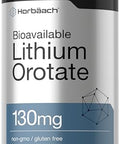 Horbaach Lithium Orotate 130mg 180 Capsules NonGMO Gluten Free Vegan 5mg Bioavailable Elemental Lithium