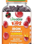 Lifeable Iron Supplements For Kids 10Mg With Vitamin C Great Tasting Iron Gummies For Kids Vegan Non Gmo Kids Iron For Immune Health And Iron Deficiency 90 Gummies Lifeable