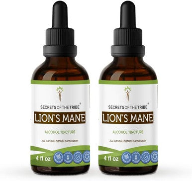 Secrets of the Tribe Lion s Mane Tincture Alcohol Extract, High-Potency Herbal Drops, Tincture Made from Lion's Mane (Hericium erinaceus) Dried Mushroom 2x4 oz