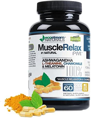 Ecostream Naturals Natural Nighttime Support Muscle Relax Pm Over 2300 Milligrams Strength Ease Night Time Capsules Rest Support With Magnesium Ashwaganha Valerian Passion Flower