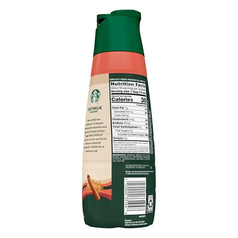 Starbucks Non-Dairy Brown Sugar Cinnamon Flavored Creamer, Oatmilk Coffee Creamer, Inspired By Brown Sugar Shaken Espresso 28 fl oz