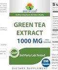 Brieofood Green Tea Extract 1000 Mg Per Serving (Min 50% Polyphenols) - 250 Capsules - 3Rd Party Lab Tested For Purity & Quality