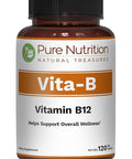 Pure Nutrition Natural Vitamin B12 1500Mcg (Methylcobalamin) 120 Veg Tabs Vitamin B12 Supplement Helps Support Metabolism Blood Cells And Nerves Function Non Gmo