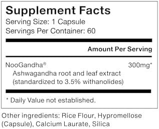 Momentous Ashwagandha Supplement - 300Mg Noogandha Ashwagandha Extract - Cognitive Performance, Alertness & Focus Support - Nsf Certified, Vegan, Gmo-Free, Gluten Free, 60 Servings
