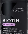 Sports Research Vegan Biotin 10,000Mcg With Coconut Oil - Max Strength Biotin Vitamin B7 For Skin And Keratin Support - Non-Gmo & Gluten Free, 120 Softgels (4 Month Supply)