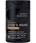 Sports Research Organic Lion'S Mane Mushroom Supplement 1800Mg - Brain Health Focus & Cognitive Supports - Usda Certified Organic Non-Gmo Vegan 90 Count Capsules