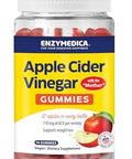 Enzymedica Apple Cider Vinegar Gummies Made With The Mother 12 Organic Usagrown Apples Per Bottle[C][D] 1000 Mcg Vitamin B12 Per Serving Natural Apple 74 Count