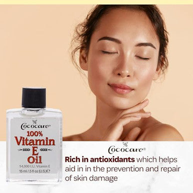 Cococare 100% Vitamin E Oil 14000 I.U. 0.5 Fl Oz Skin Moisturizer & Antioxidant Protection