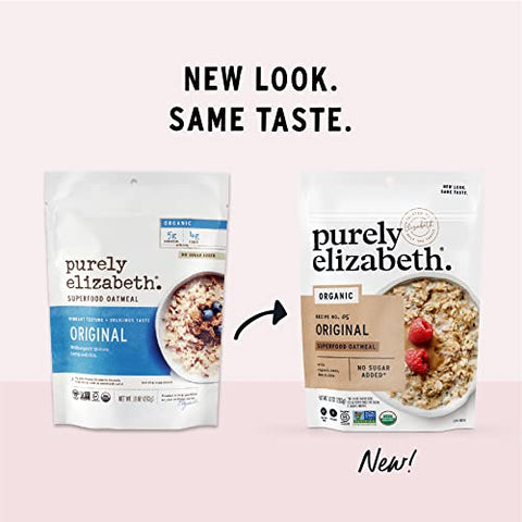 purely elizabeth Superfood Oats, Original, Amaranth, Quinoa Flakes, Flax Seeds, Chia Seeds,Gluten-Free, Non-GMO, 10oz (3 Ct.) (Pack of 2)