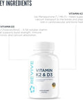 Revive Md Vitamin D3 & K2 Supports Bone Health & Muscle Strength K2 & D3 Vitamin Supplement For Women & Men Health & Brain Function (60 Servings)