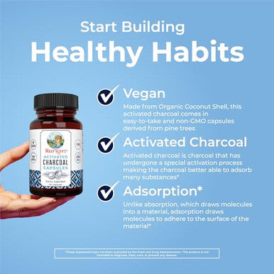Maryruth's Activated Charcoal Capsules Activated Charcoal 40 Count 950 Mg