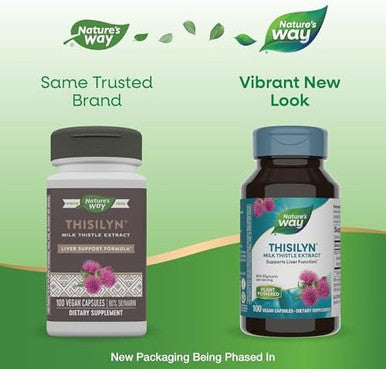 Nature'S Way Thisilyn With Standardized Milk Thistle Extract, Supports Liver Function, Silymarin, Vegan, 100 Capsules (Packaging May Vary)