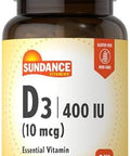 Sundance Vitamin D3 400 Iu (10 Mcg) 60 Vegetarian Tablets Essential Vitamin Supplement Vegetarian Nongmo And Gluten Formula