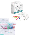 Avistar Dental Hygiene Essentials Pack - 104 Medium-Soft Bulk Toothbrushes With Cover Caps & 450 Travel Floss Picks - 4 Colors - Individually Wrapped Convenient Oral Hygiene Kit
