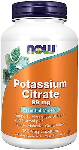 Now Foods Potassium Citrate 99 Mg Supports Electrolyte Balance And Normal Ph Essential Mineral 360 Veg Capsules