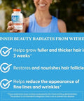 High Absorption Hair and Skin Complex Clinically Shown To Grow Thicker Healthier Hair In 3 Weeks Supports Hair Growth and Skin Health NonGmo Gluten Soy Vegan 60 Veggie Capsules
