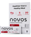 Novos Longevity Meal Bar Salted Chocolate Crunch 15G Protein Bar 5 Longevity Supplements 20 Superfoods Seed Oil Targets Causes Of Aging Skin Mind And Mood Support Vegetarian 12Pack