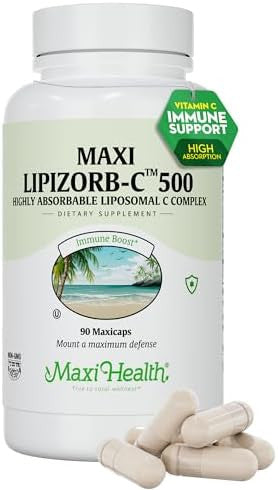 Maxi Health Liposomal Vitamin C 500Mg Capsules With Digestive Blend Highly Absorbable High Dose Vitaminc Non Gmo Kosher Vegetarian Doctorformulated Immune Support Supplement (90 Count)