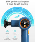 Napre Massage Gun With Extension Handle And 3 Adjustable AnglesDeep Tissue Back Massage For Neck/Shoulders/Waist/Body Pain ReliefHandheld Percussion Muscle Massager With CaseBlue