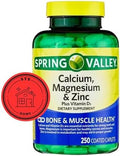 Calcium Magnesium Zinc with Vitamin D3 - Daily Mineral Supplement, 600 mg Calcium, 250 Caplets + STS Sticker