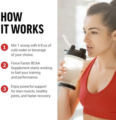 Force Factor Bcaa Amino Acids Supplement 2:1:1 Delicious And Refreshing Bcaa Powder To Support Muscle Recovery And Performance No Artificial Colors Or Flavors Cherry Limeade 30 Servings