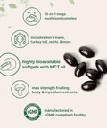 Micro Ingredients 10 In 1 Mega Mushroom Complex Supplement Lions Mane Cordyceps Reishi Chaga & More 240 Softgels With Mct Oil 4 Month Supply Adaptogenic Functional Mushroom Blend