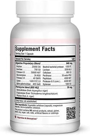 Maxi Health Premiumcomplex Digestive Enzymes Aids Dairy & Fats 60 Count