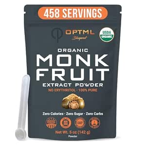 Monk Fruit Extract Powder, Pure Monk Fruit Sweetener with No Erythritol, Zero Calorie Sugar Substitute, Powdered Sweetener for Keto and Paleo Diets, 425g, 1371 Servings