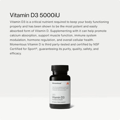 Momentous Vitamin D3 Supplement 60 Servings 5000 Iu