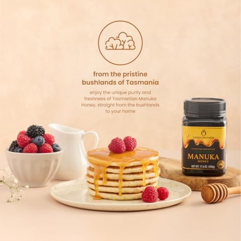 Liberty Orchards Premium Manuka Honey Product of Australia Tasmanian, Non-GMO, Gluten Free, Daily Wellness Support, Natural Sweetness HONEY, 500g(17.6 oz)