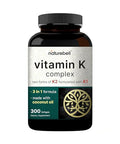 NatureBell Vitamin K Complex 300 Softgels Delivers 2600mcg Vitamin K Full Spectrum Bone and Heart Health Support Supplement High Absorption K1 and K2 MK4 and MK7*