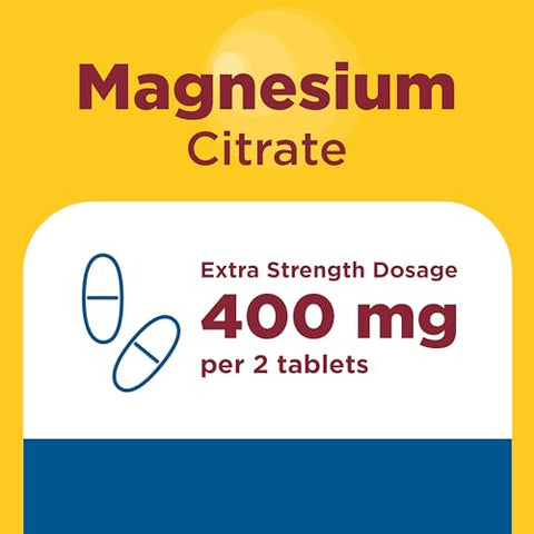 Nature Made Extra Strength Dosage Magnesium Citrate Tablets High Absorption Magnesium Citrate 400Mg Per Serving Bone And Muscle Support 60 Tablets 30 Day Supply