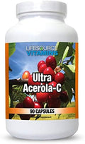 LifeSource Vitamins Ultra AcerolaC Acerola Berry Powder 1500 mg 90 Capsules 500 mg of Vitamin C per Serving