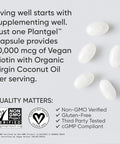 Sports Research Vegan Biotin 10,000Mcg With Coconut Oil - Max Strength Biotin Vitamin B7 For Skin And Keratin Support - Non-Gmo & Gluten Free, 120 Softgels (4 Month Supply)