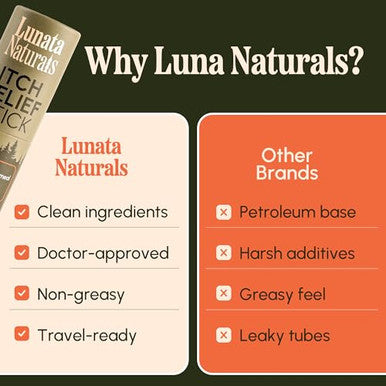 Lunata Naturals Itch Relief Stick 1 Pack - Fast Acting Bug Bite Relief With Menthol & 0.1 Colloidal Oatmeal Cools & Soothes Mosquito Bites Insect Stings & Skin Irritation 18G