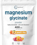 Micro Ingredients Magnesium Powder 12Oz (56 Servings) Magnesium Glycinate Powder Sweet Peach Ring Flavored Sleep Muscle Heart & Nerve Health Support Easily Absorbed Non-Gmo Vegan Sugar Free