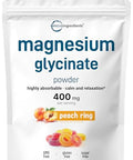 Micro Ingredients Magnesium Powder 12Oz (56 Servings) Magnesium Glycinate Powder Sweet Peach Ring Flavored Sleep Muscle Heart & Nerve Health Support Easily Absorbed Non-Gmo Vegan Sugar Free