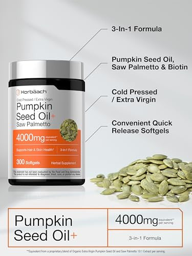 Horbaach Pumpkin Seed Oil With Saw Palmetto 300 Softgel 4000Mg