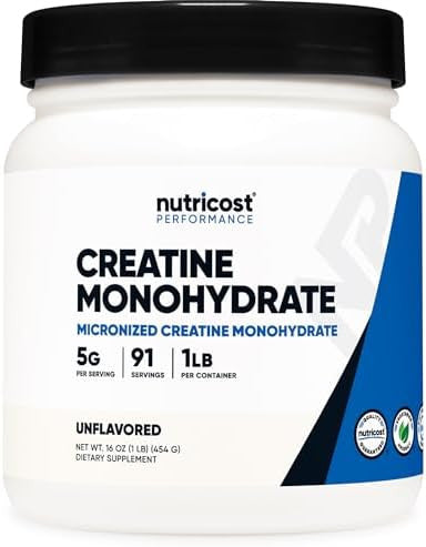 Nutricost Creatine Monohydrate Micronized Powder 1 Lb (454 Grams) 5000Mg Per Serv (5G) Micronized Creatine Monohydrate