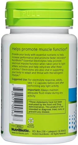 Nutribiotic Essential Electrolytes 30 Ct Capsules - Great Travel Size Bottle- Support Increased Performance & Faster Recovery - Pharmaceutical Grade Vitamin C With Electrolytes For Rehydration