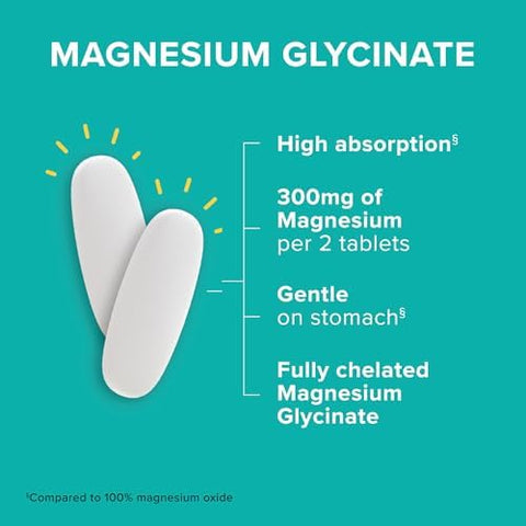 Qunol Magnesium Glycinate 300mg 100% Glycinate Chelated Magnesium Supplement 150ct Tablets