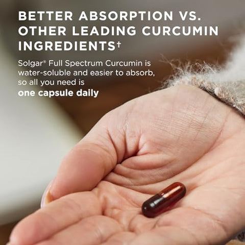 Solgar Full Spectrum Curcumin - 30 Licaps - Superior Absorption - Brain Joint & Immune Health - Non-Gmo Vegan Gluten Free Dairy Free 30 Servings