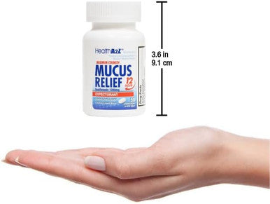 HealthA2Z Mucus Relief | Guaifenesin 1200 mg | 50 Tablets | 12 Hour | Expectorant | Relieves Chest Congestion | Thins and Loosens Mucus