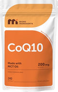 Micro Ingredients Coq10 200Mg Per Serving 240 Softgels Made With Coconut Mct Oil Coenzyme Q10 (Ubiquinone) Non-Gmo