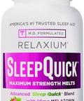 Relaxium Sleep Quick Maximum Strength Melts Fast Acting Sleep Aid With 10 Mg Melatonin Drug Dietary Supplement Vegan Gluten Made In Usa 100 Servings Berry Flavor