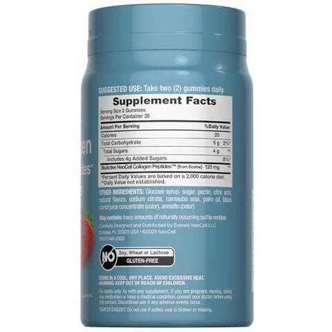 Neocell Collagen Peptides Gummies 60 Count Types I & Iii Advanced Formula Supplement For Women And Men