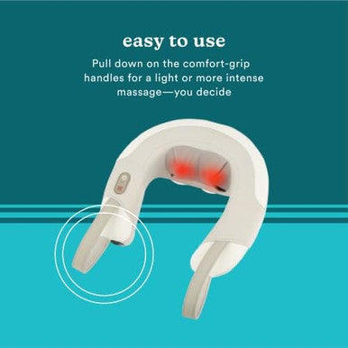Homedics Shiatsu Rechargeable Neck Massager With Heat, Deep-Kneading Shiatsu Massage, Comfort-Flex Handles, Integrated Controls, Cordless, Relaxes Muscle Tension, Releases Sore Muscles